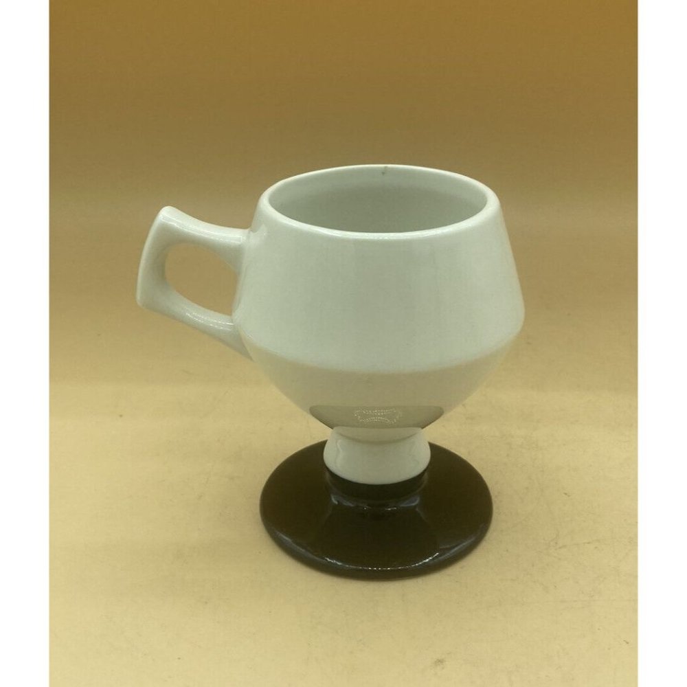 Vintage Hall China Pedestal White Mug Restaurant Ware Black Footed - Picture 7 of 12